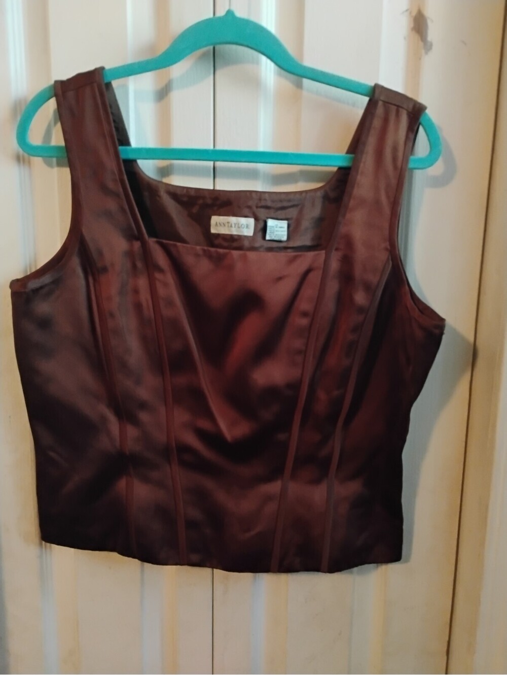 Ann Taylor Brown Satin Sleeveless Blouse Top